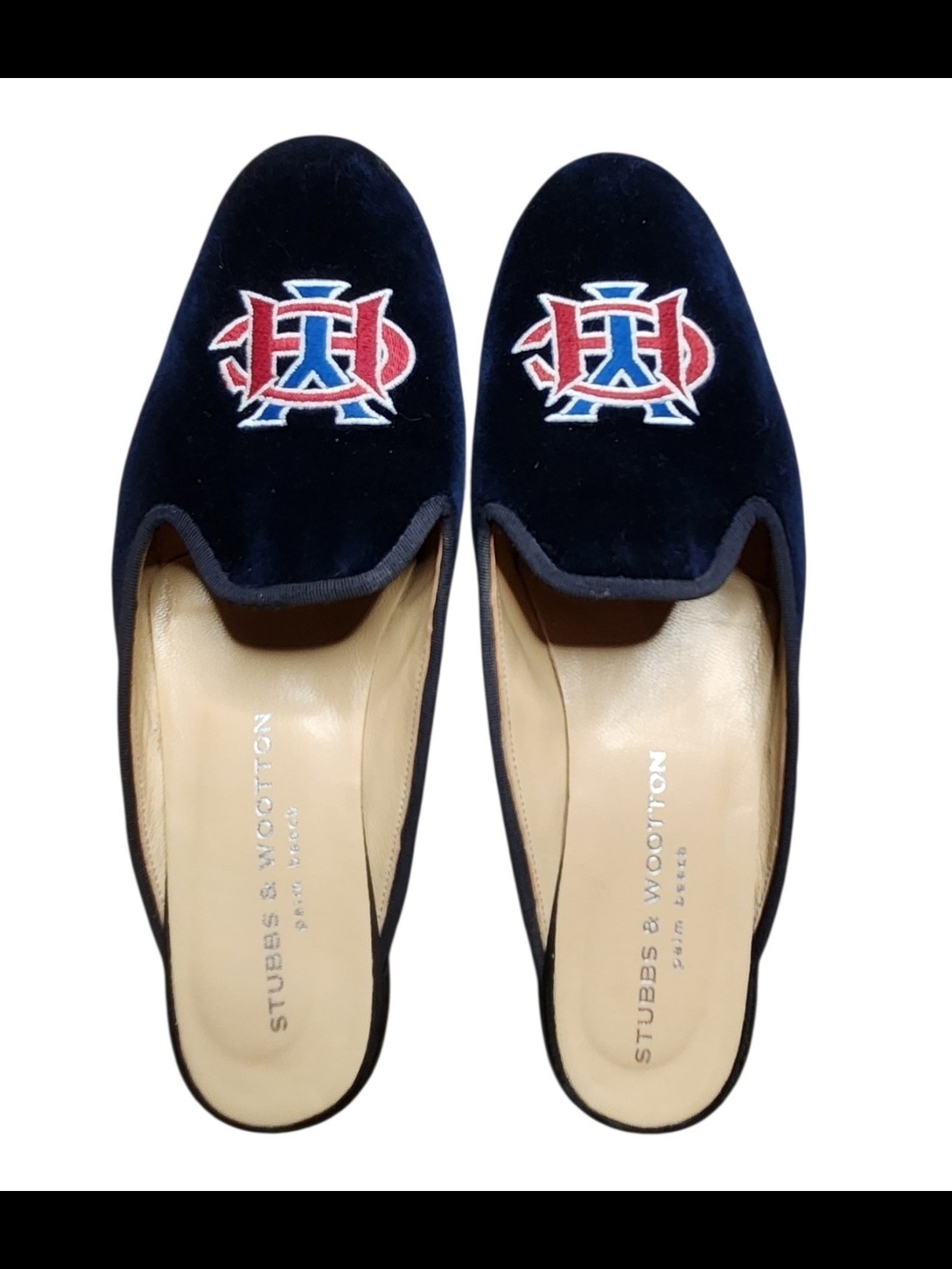 Navy Velvet Stubbs & Wootton Habana Yacht Club (HYC) Mule, Women's Sz 10